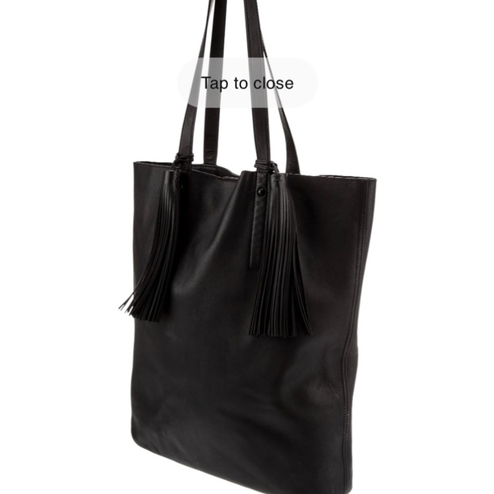 Loeffler Randall Leather Tote minimalist simple black leather the Row
